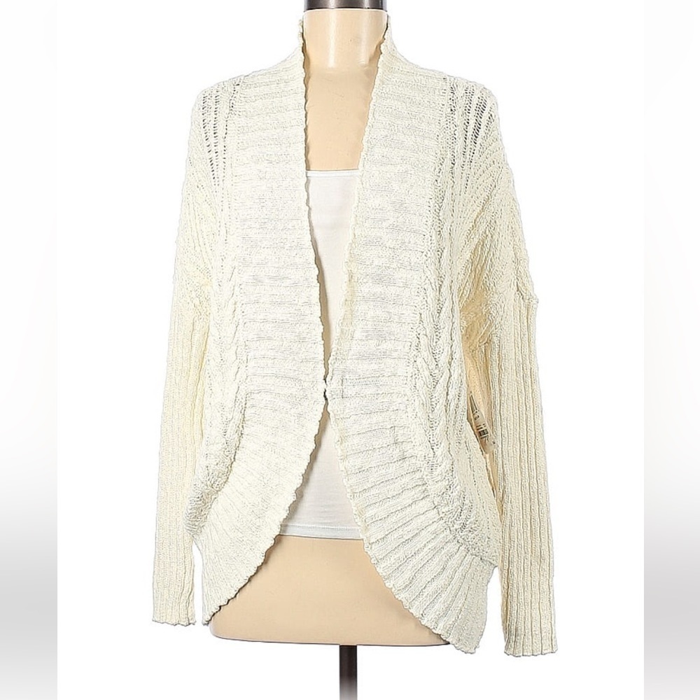 Three Dots Ivory Chunky Knit Cardigan NWT